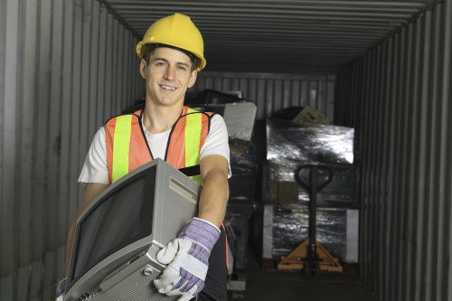 Professional waste removal team handling business waste